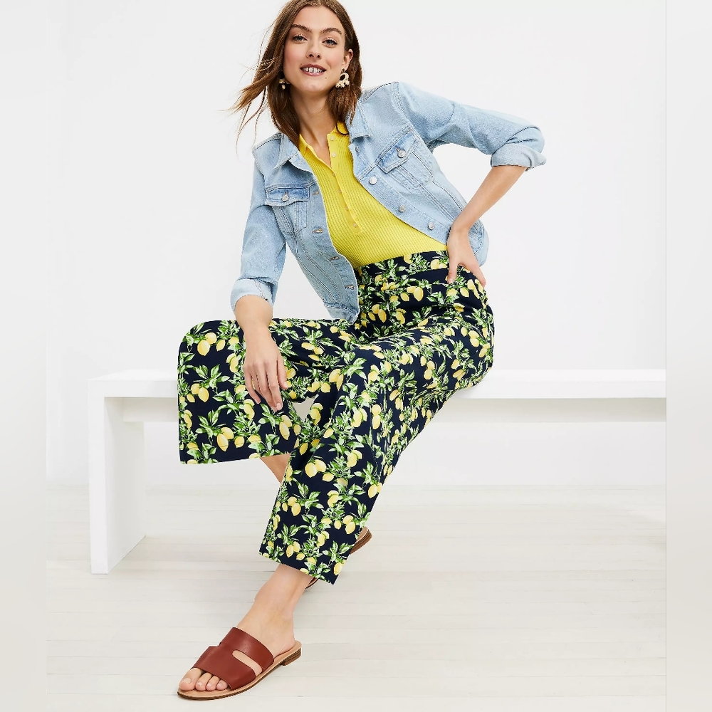 [NWT] LOFT Fluid Wide Leg Crop Pants in Lemon (XS)